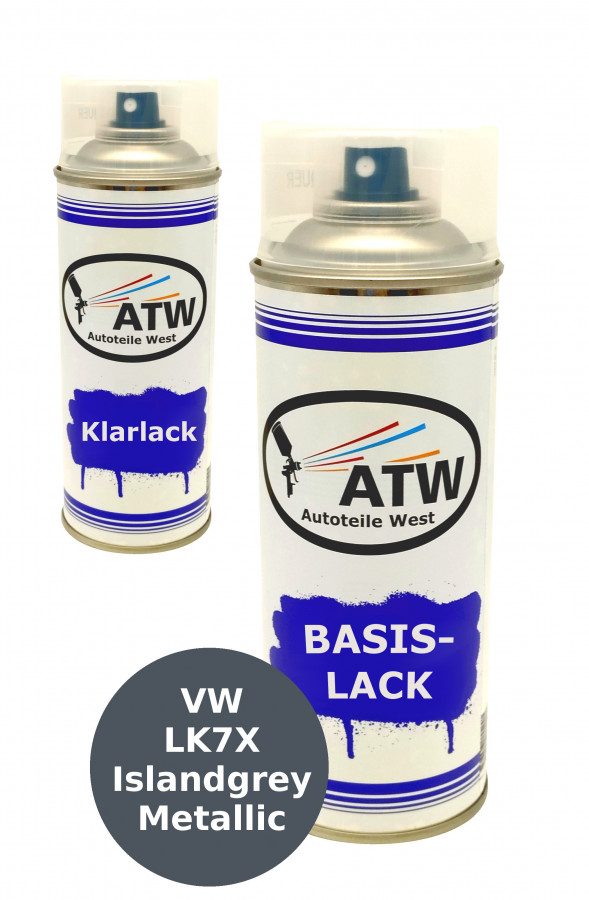 Autolack für VW LK7X Islandgrey Metallic+400ml Klarlack Set